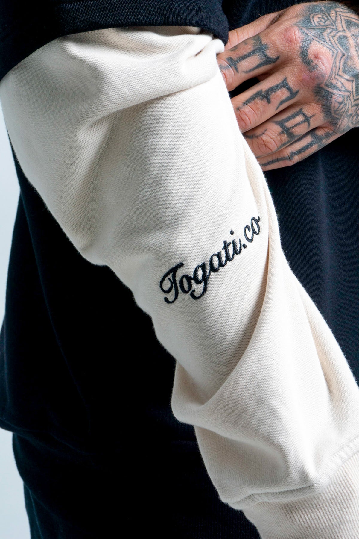 Black & Beige Colour Block Crewneck